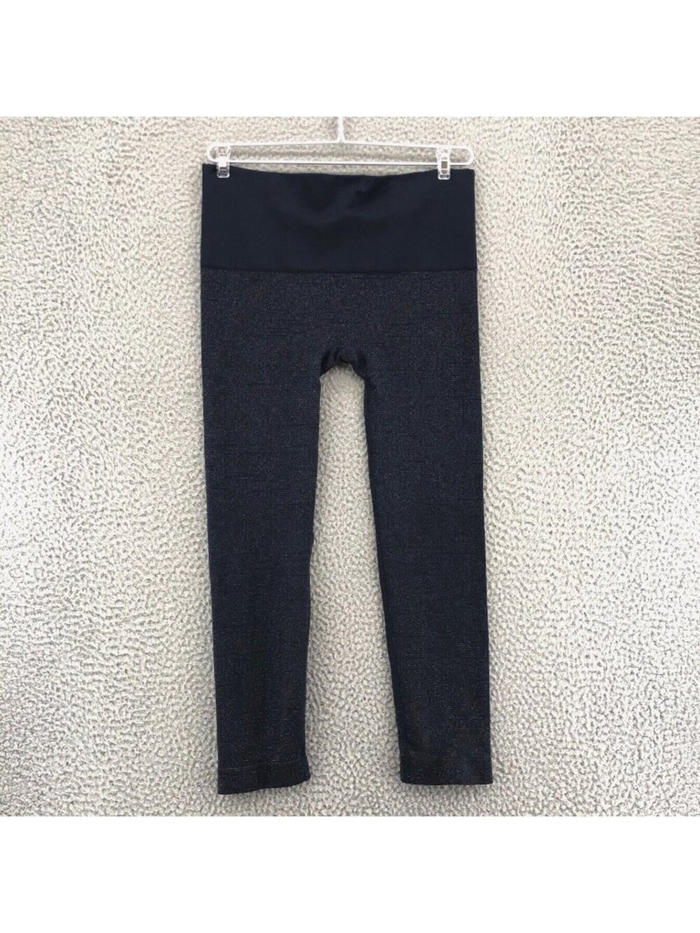 Chicos Leggings Womens 2 US 12 Zenergy Navy Metallic Stretch Capris Quick Dry